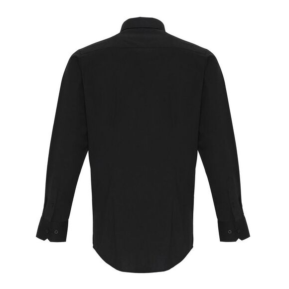 Premier Unisex Adult Poplin Stretch Long-Sleeved Shirt / Black - Picture 2 of 3